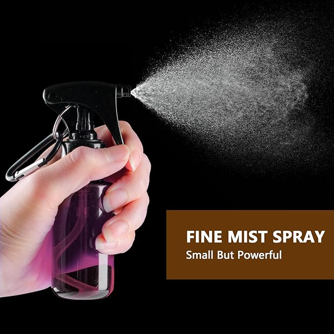 TANSHINE Small Spray Bottle 50ml, Travel Size Mini Mist Water Spray Bottles, Portable Hand Sanitiser Alcohol Fine Spray Bottle, Plastic Refillable Empty Face Mister Spray Bottles with Clip, 2oz/5pcs