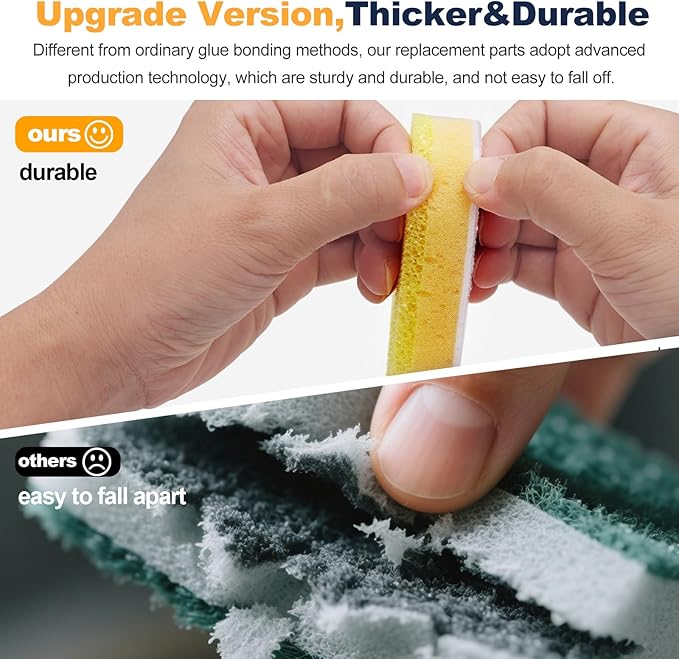 6 Packs Refill Heads Compatible with Dish Daddy,Non-Scratch Wand Refill Sponge Heads Compatible with Scrub Daddy,Upgrade Much Thicker and Durable