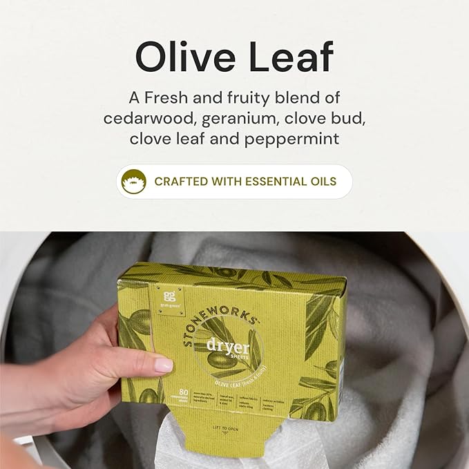 Grab Green Stoneworks Cruelty-Free Dryer Sheets | Softens Fabrics, Freshens Clothing & Reduces Static-Cling and Wrinkles | Plant Based | Birch Branch Scent (80 Sheets)