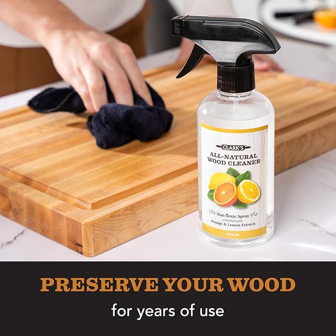 CLARK'S Natural Stone Spray Cleaner, with Microfiber Cloth for Soapstone, Granite, Quartz, Marble, & other Countertop Surfaces – Pure Ingredients to Keep Stone Protected, Citrus Oil Extracts, 12oz