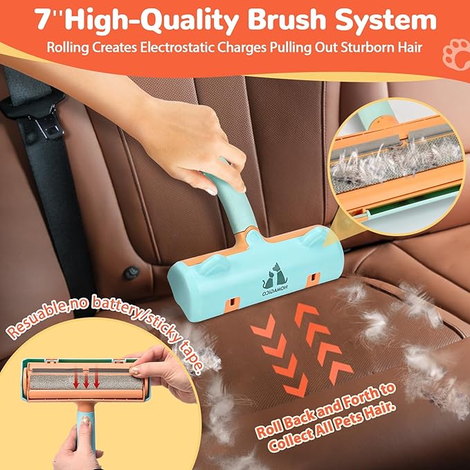 HOMAGICO 5 PCS Pet Hair Removal Tool, Roller Dog Hair Removers for Couch, Retractable Pet Hair Carpet Scraper Rack, Reusable Cat Hair Remover for Bed, Rugs, Stairs, Furniture
