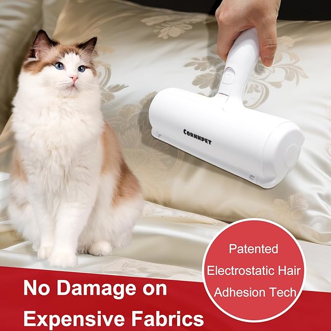 Cornnpet Roller Pet Hair Removal Tool – Reusable Lint Roller for Dogs & Cats – Self-Cleaning Fur Remover Brush - Portable, Multi-Surface Fur Removal Tool - Glove Brush and Pet Hair Extra Sticky Roller
