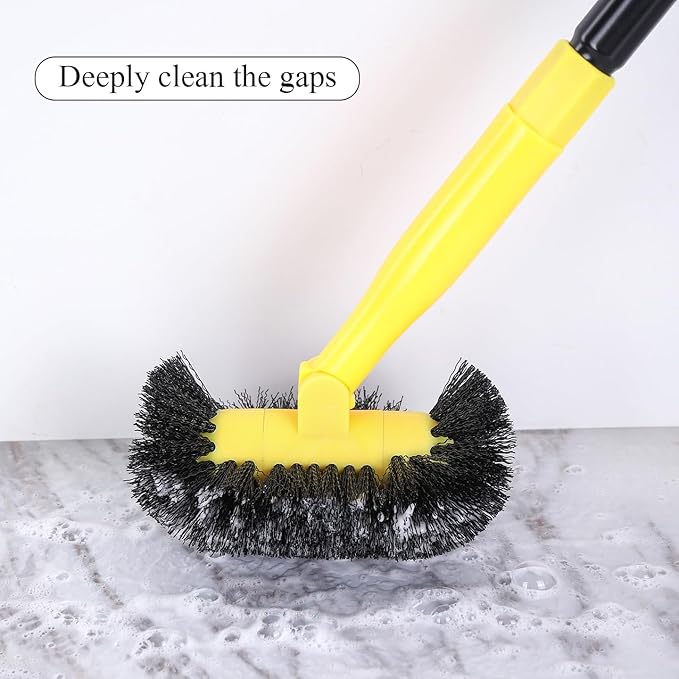 EtenSum Grout Cleaning Brush with Long Handle - Hard Bristle Hand Held Grout Cleaner Brush for Tile Grout, Shower Cupboard Corner Cleaning