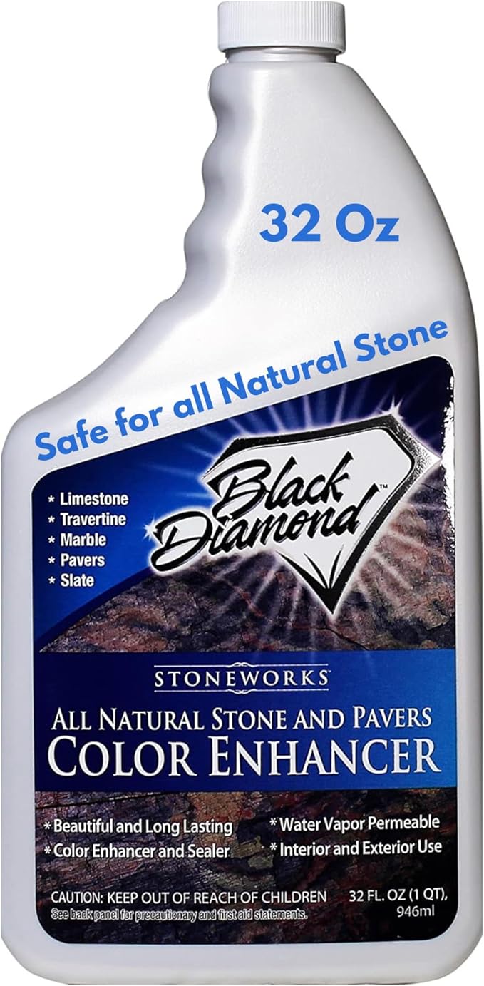 Color Enhancer Sealer for All-Natural Stone and Pavers. Marble, Travertine, Limestone, Granite, Slate, Concrete, Grout, Brick, Block. (1-Quart)