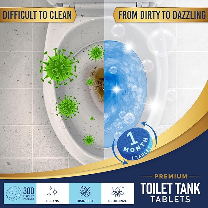 Once Every Month Premium Toilet Tank Tablets, 3+ Year Supply, 50 Count, Spearmint Scent