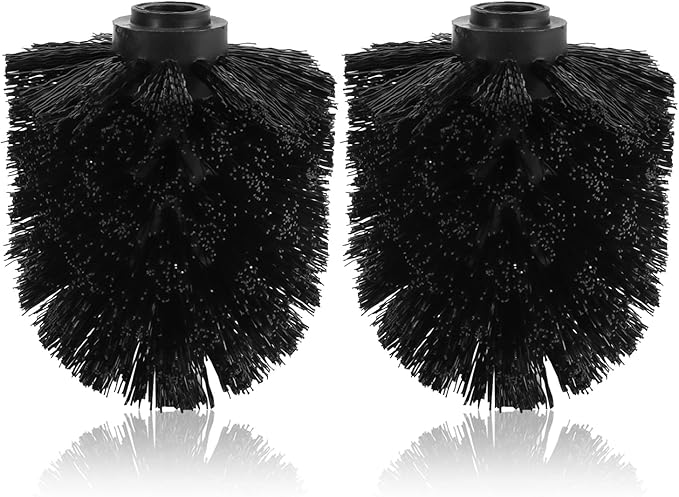 Saycker Toilet Brush Replacement Head Cleaning Tool, 2PCS Toilet Bowl Brush Head with Durable Stiff Bristles Screw-On Design for Bathroom (Black)