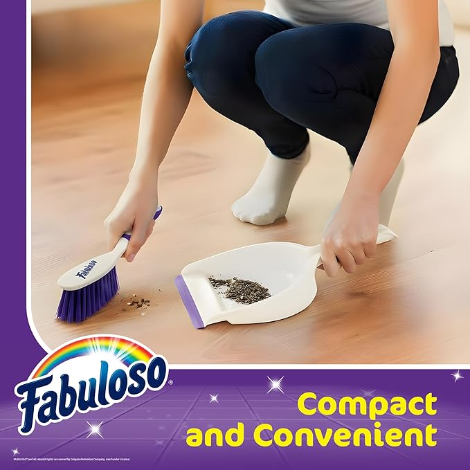 Fabuloso Brush and Dustpan Set – Compact Dust Pan and Brush Set with Snap-Together Storage and Hanging Hole