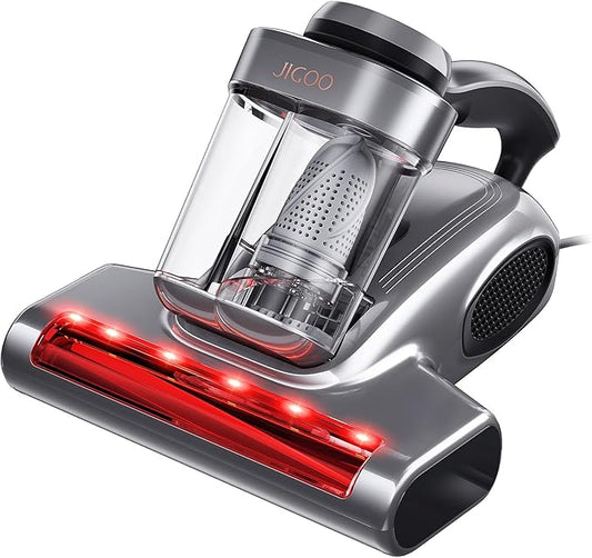 JIGOO J300 Pro Matture Vacuum Cleaner with 14Kpa 550W Powerful Suction, Infrared, UV & Heating Tech for Deep Cleaning, Anti-Allergen Bed Vacuum with Dust Sensor & Plant Fragrance for Bed, Sofa, Crib.