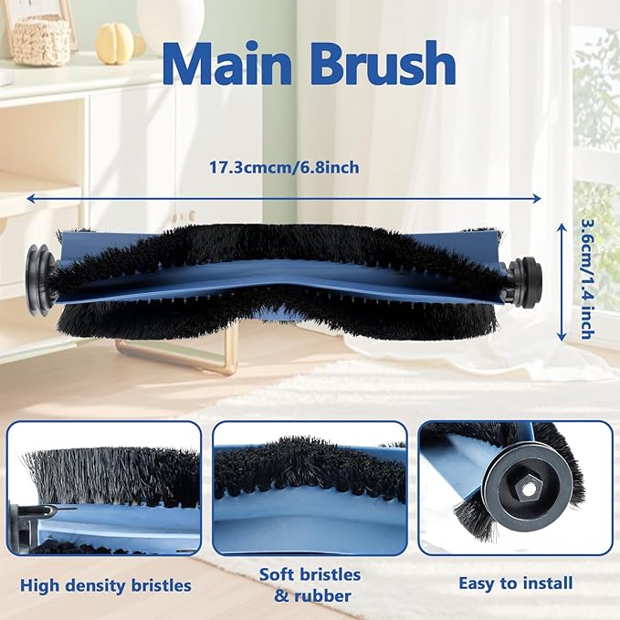 Resflyar 23 Pack Eufy Replacement Parts Kit for Eufy X10 Pro Omni Robot Vacuum Accessories, 1 Main Roller Brush, 4 Hepa Filters, 4 Mop Pads, 6 Dust Bags, 6 Side Brushes, 1 Screwdriver 1 Clean Tool