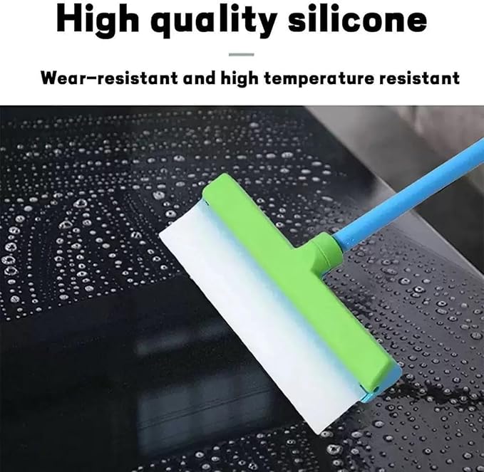 Window Cleaning Kit, Window Squeegee Cleaner Kit, 3 in 1 Glass Cleaning Tool with Rotatable Silicone Microfiber Scrubber