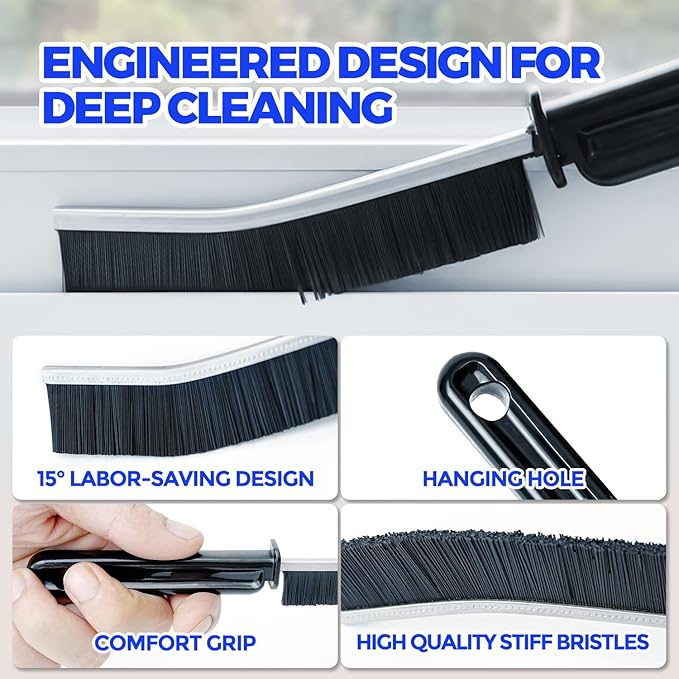 Scrub Brush - 6 Pack, Scrub Brushes for Cleaning, Heavy-Duty Scrub Brush, Stiff Bristles Cleaning Brush, for Kitchen, Bathtub, Floor and Wall Surfaces, Grey