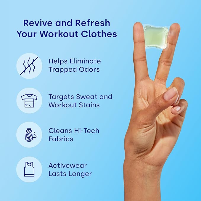 Dropps Activewear Biobased Power Laundry Detergent Pods, Crisp Breeze (64 Count) - Laundry Pods Fights Tough Stains & Odors, Sweat & Dirt - HE Compatible Laundry Supplies for Clean Clothes