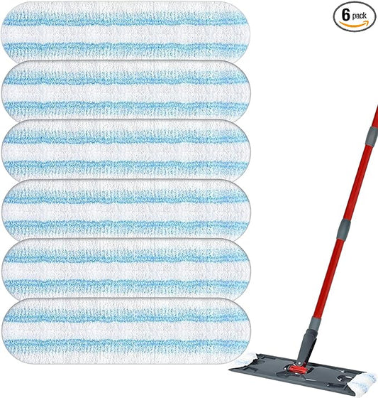 6 Pack Mop Replacement Pads for O-Cedar H2prO Flat Mop System | Machine Washable | Reusable | Microfiber Mop Head Replacements