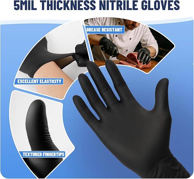 Nitrile Disposable Gloves 5mil, Latex Free, Powder Free, 40 Pairs Individually Wrapped (80 Gloves), Strong Protective Gloves for Food Prep, Cleaning, Industrial, Salon, Household, Travel, Medium