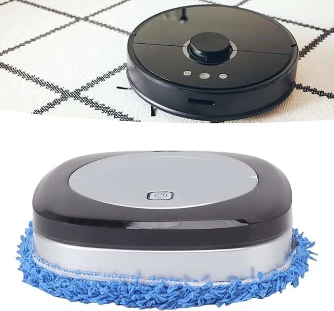 EMUKOEP Automatic Floor Mopping Robot Mopping Robot with Water Tank Vacuum and Mop Cleaning Robot (Silver)