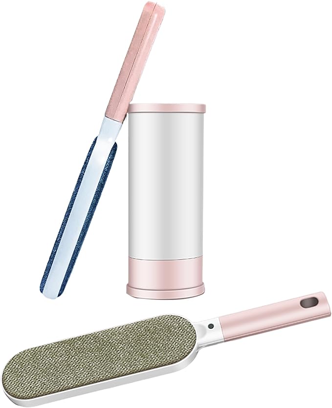 Double Sided Self-Cleaning Pet Hair Remover Brush - Reusable Lint Brush for Laundry & Clothes, Dog Cat Fur Tool (Pink)