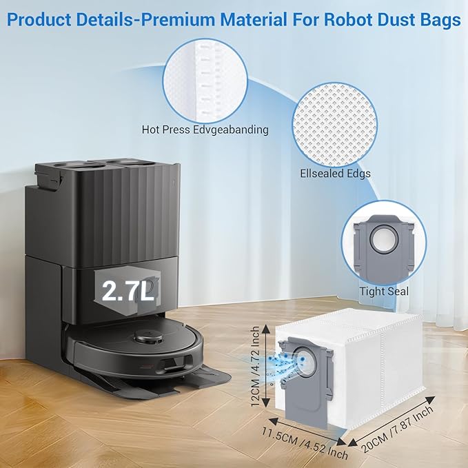 Bluevisk QV 35A Replacement Parts for Roborock QV 35A QV 35S QR 598 QR 798 Robotic Vacuum Cleaner with 1 Roller Brush,4 Mops,4 HEAP,4 Side Brushes,6 Dust Bags,1 Screwdrivers,1 Clean Brush Accessories