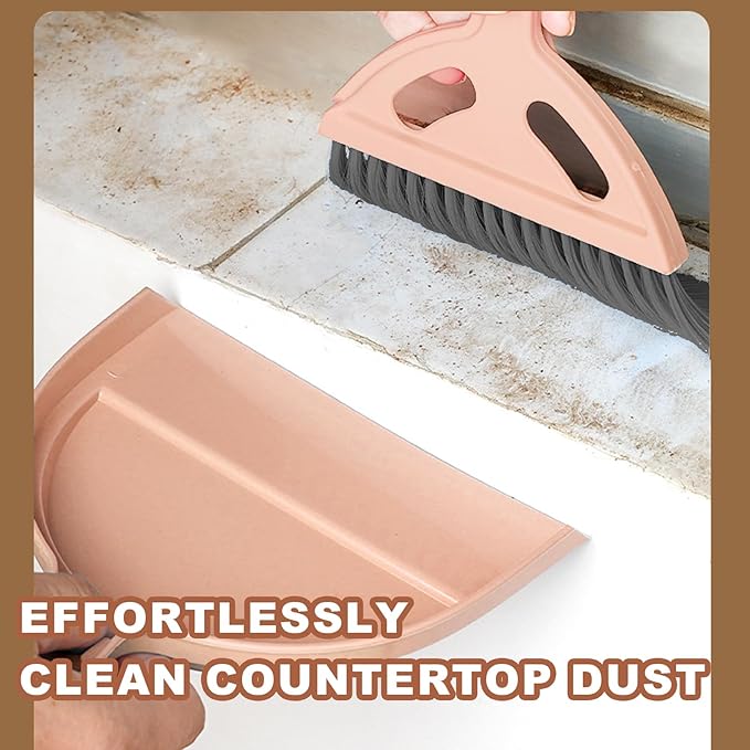 NBGYTECH Mini Broom and Dustpan Set Small Broom with Dustpan Combo Set Portable Cleaning Tools for Home Office RV Learning Camping (Pink)