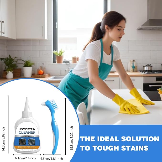 Home Stain Cleaner Gel,Mold Stain Remover,All-Purpose Gel with Brush Deep Cleaning gel for Tile Gaps, Washing Machine Seals, Fridge Rubber, Wall & Shower Stains