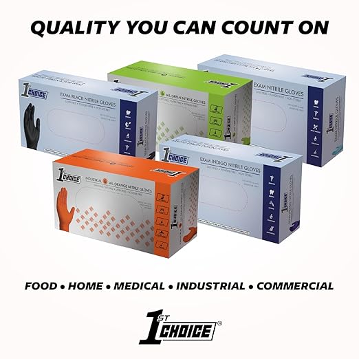 1st Choice 3 Mil Indigo Nitrile Exam Gloves Latex Free, Disposable Medical Grade, Food Prep, Tattoo, Small, Case of 1000