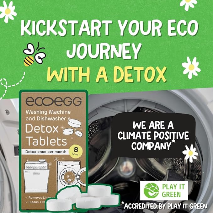 Ecoegg Detox Tablets for Washing Machine and Dishwasher, 8 Tablets, Removes Scale and Odours