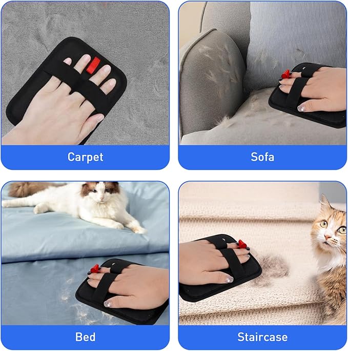 VUDANZYER Cat & Dog Grooming Gloves for Shedding, 4PCS Efficient Deshedding Pet Grooming Gloves for Dogs with 1PCS Pet Hair Remover Gloves, Cats & Horses with Long & Short Fur
