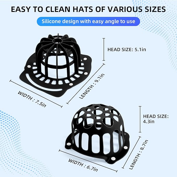 Silicone Hat Washer Cage Hat Cleaner for Baseball Caps, Rust-Proof & Shape-Saving Design,Ball Cap Washer Fit for Adults and Kids Hats Shaper,Flexible and durable，Cap holder,Black
