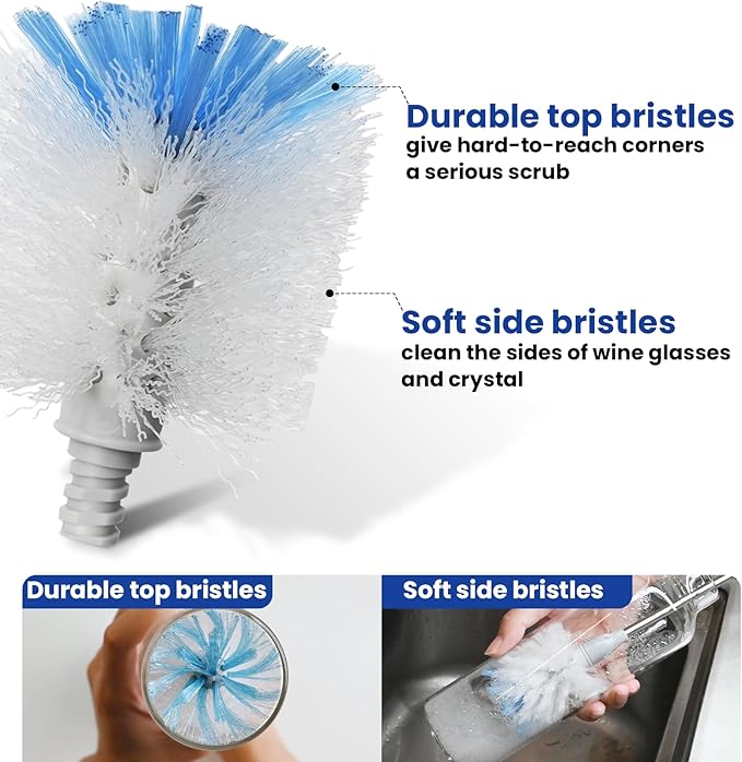 Bottle Brush Refill, 8 Pack Bottle Brush Replacement Head for OXO Bottle Brush, Dual Bristle Design for Water Bottles, Glasswares, Baby Bottles
