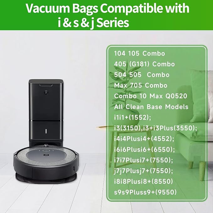 VBN 16 Pack Replacement Roomba Vacuum Bags, Compatible with iRobot Roomba 104 105 405 504 505 705 Combo 10 Max, i7+ i3+ i4+ i6+ i8+ j7+ s9+, i s j Series, All Clean Base Automatic Dirt Disposal Bags