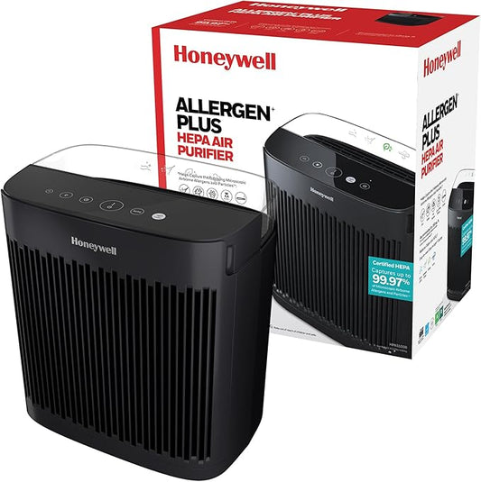 Honeywell HEPA Air Purifier for Home, 938 sq ft Rooms in 1 Hour, Turbo Clean, Reduces Allergens, Dust, Pollen, Pet Dander, All Smoke Types, Odors, Black, HPA5100B