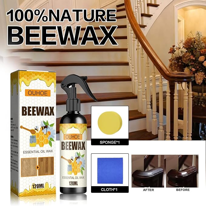 Beeswax Wood Polish, Furniture Polish Multifunctional Spray Used to for Kitchen Living Room Cleaner Care.(1Pcs)