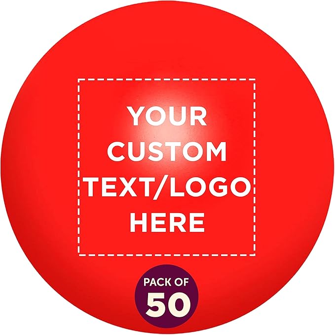 Custom Stress Balls for Adults, Hand Exercise, 50 Pack, Personalized Text, Logo, Perfect for Your Desk, Office, or Home, Red