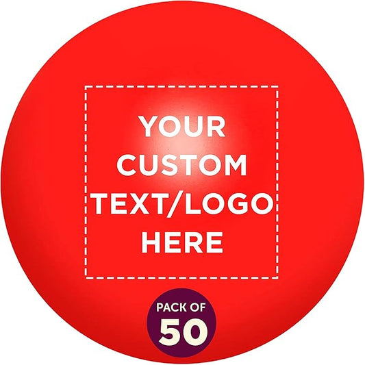 Custom Stress Balls for Adults, Hand Exercise, 50 Pack, Personalized Text, Logo, Perfect for Your Desk, Office, or Home, Red