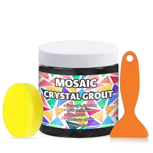 OOTDART Mosaic Crystal Grout, Mosaics Tile Tools, Mosaic Tile Accessories – Essential for Handmade Grouting and Perfect for DIY Craft Projects (Black, 8.8oz)
