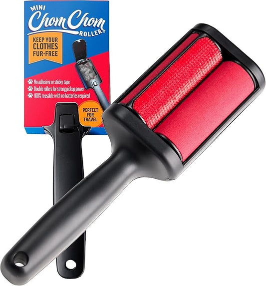 ChomChom Roller for Pet Hair - Reusable Lint Roller Pet Hair Removal Tool for Clothes, Couches, Cars and Travel - Cat Dog Hair Remover, Compact, No Sticky Refills Needed (Mini Roller)