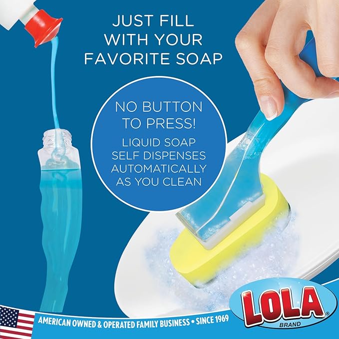 LOLA Soap Dispenser Dish Wand Sponge Head Refills, 12 Pack, Super Absorbent Scrubber, Non-Scratch, for Cleaning Dishes, Sinks and Cookware