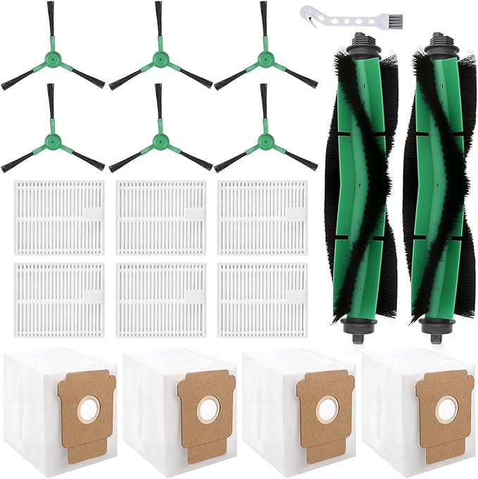 Aymthgt 19 PCS Q0520 Replacement Parts for iRobot Roomba 104/Q0520/Q052/105 Vac/105 Combo Vacuum,2 Roller Brush, 6 Side Brushes, 6 HEPA Filters, 4 Dust Bags and 1 Clean Brush