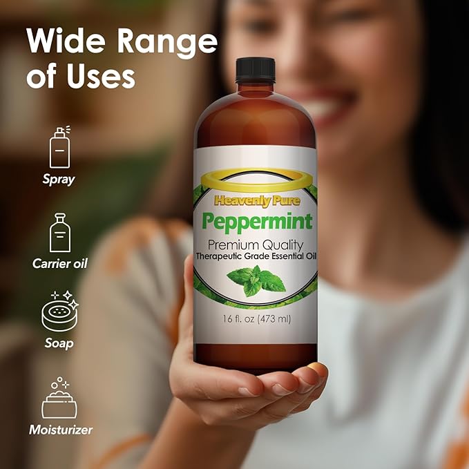 Peppermint Essential Oil (16 OZ Bulk) – Natural Sweet Mint Aroma – Peppermint Aromatherapy Oil