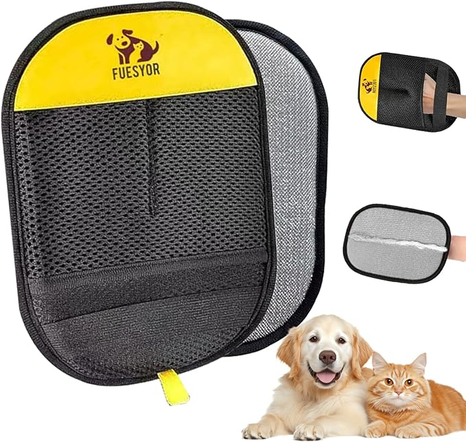 Fuesyor Pet Hair Remover Tool Glove for Cats & Dogs, Static Lint and Fur Removing Mitts for Laundry, Couch, Carpet, Clothing, and Auto Seats