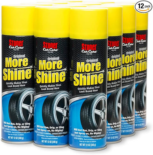 Stoner Car Care 91044-12PK Original More Shine Tire Finish – Tire Shine Spray for a Deep Matte Black Finish with Long-Lasting Rain-Resistant Protection, Non-Greasy No Sling – 12 oz (Pack of 12)
