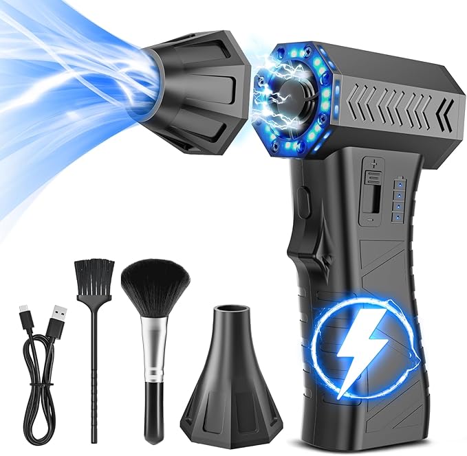 Compressed Air Duster - 300000RPM Super Power Electric Air Duster Variable Speed Compressed Air, 8000mAh Battery Fast Charging Canned Air, Mini Cordless Air Blower for Home/Keybaord/PC/Computer/Car