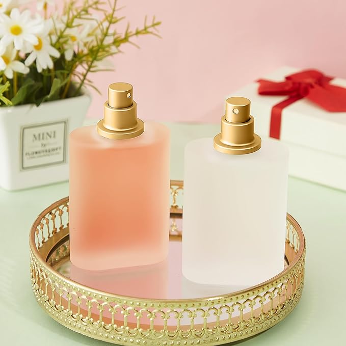 Tessco for you 6 Pcs 3.4 Ounces Perfume Bottles Empty 100ml Frosted Body Spray Glass Bottles Empty Refillable Atomizer Perfume Dispenser Fine Mist Atomizer Cosmetic Make up Container (Gold)