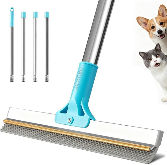 Carpet Rake for Pet Hair Removal Tool, 2 in 1 TPU and Copper Rake Teeth Uproot Clean Hair Remover with 63’’ Adjustable Long Handle, Reusable Cat & Dog Fur Broom for Carpets,Rugs, Mats