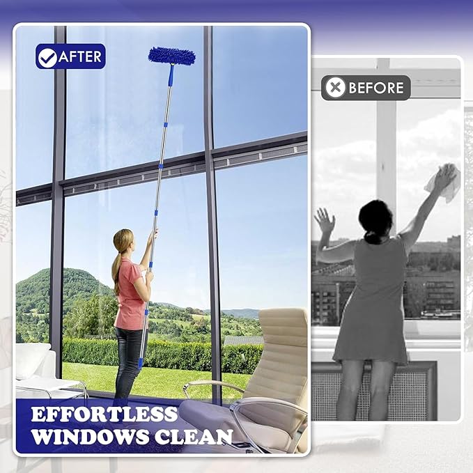 Window Cleaner Squeegee Kit - 2.38M (94ft) Cleaning Equipment with Long Handle 3 in 1 Extendable Window Cleaning Tool for High Windows,Glass,Home,Wall and Car