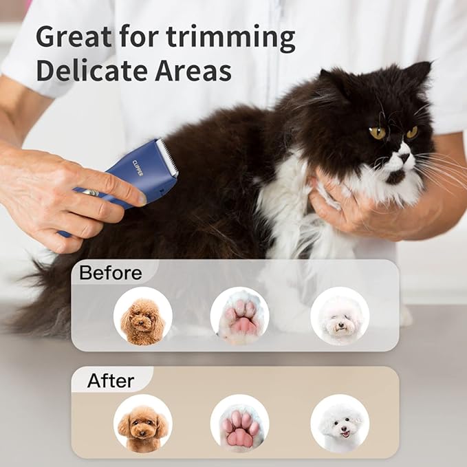Grimgrow Dog Cat Home Hair Waterproof Clipper Portable Electric USB Rechargeable Pet Grooming Tools Low Noise Shaver Cordless Trimmer for Small and Large Pets
