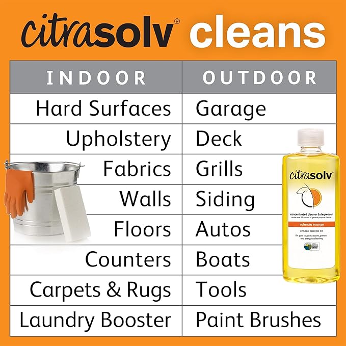 Citra Solv Concentrated Household Cleaner & Degreaser -Valencia Orange Scent 8 fl oz Safe, Effective, and Versatile Cleaning Solution, Natural Ingredients Non Toxic,Biodegradable, Made in USA (3)