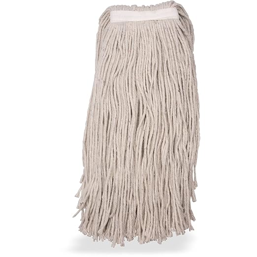 SPARTA Flo-Pac Cotton Mop Head, Cut-End, Narrow Band with White Band for Organized Cleaning, 40 Inches, Tan (Pack of 3)