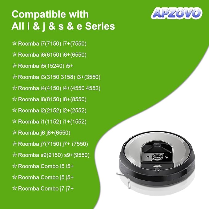 APZOVO 16 Pack Vacuum Bags for iRobot Roomba i7, i7+, i8, i8+, i3, i3+, i4, i4+, i5, i5+ i6, i6+, j5, j5+, j6, j6+, j7, j7+, j8, j8+, j9, j9+, s9, s9+, Replacement Bag for Roomba i & s & j Series