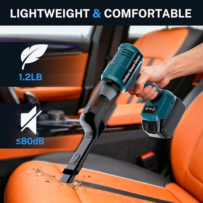 YEX-BUR Cordless Handheld Vacuum for Makita 18V Battery(Tool Only), 240W Powerful Car Vacuum with Brushless Motor, 3-Speed, 5 Filters, Portable Vacuum Cleaner for Home Office Car Pet