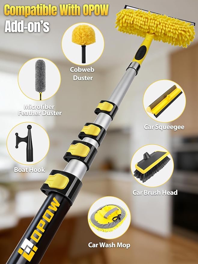 5-18 FT Long Telescopic Extension Pole, Multi-Purpose Aluminum Alloy Telescoping Rod with Universal Twist-on Metal Tip Flip-Lock Design, for Painting Cobweb Dusting, Window Cleaning, Christmas Lights